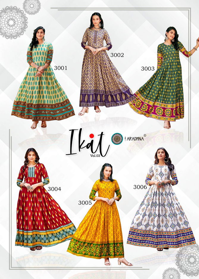 Ikat Vol 3 By Aradhna Long Anarkali Kurtis Catalog
